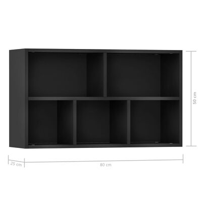 vidaXL Libreria/Credenza Nera 50x25x80 cm in Legno Multistrato