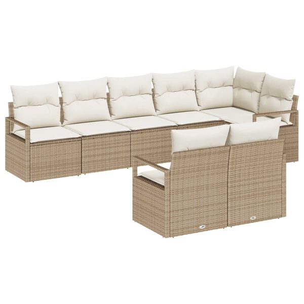 vidaXL Set Divano da Giardino 8 pcs Beige e Bianco polyrattan