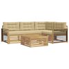 vidaXL Set di divani da esterno 6 pz Bianco e Beige Poliestere