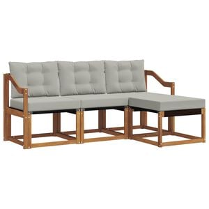 vidaXL Set di divani da esterno 4 pcs Grigio Naturale e Chiaro
