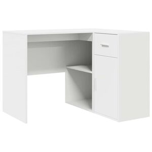 vidaXL Scrivania ad angolo con cassetto Bianco 102 x 88 x 75 cm
