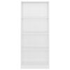 vidaXL Libreria 4 Ripiani Bianco Lucido 60x24x142 cm Legno Multistrato