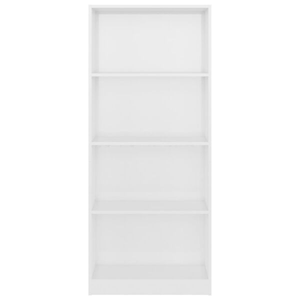 vidaXL Libreria 4 Ripiani Bianco Lucido 60x24x142 cm Legno Multistrato