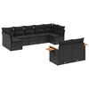 vidaXL Set Divani da Giardino 9 pz con Cuscini Nero in Polyrattan