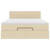 vidaXL Pouf Letto con Materasso e LED Crema 140x190 cm
