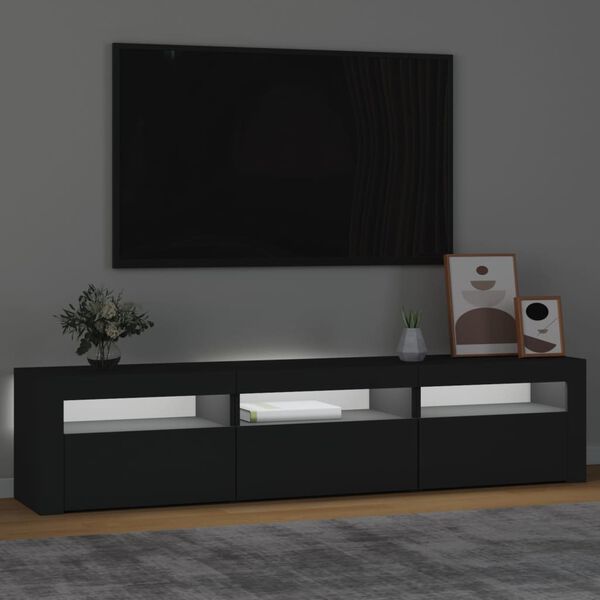 vidaXL Mobile Porta TV con Luci LED Nero 180x35x40 cm