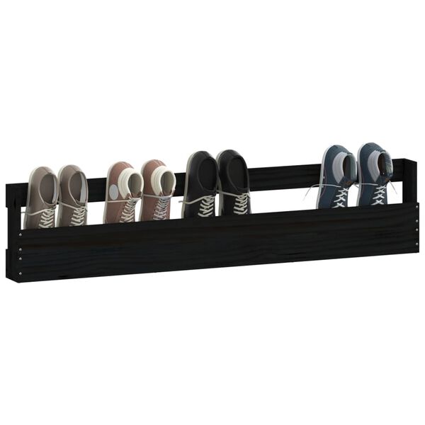 vidaXL Scarpiere a Parete 2 pz Nere 110x9x23 cm Legno Massello di Pino