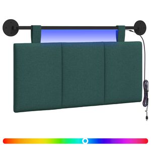 vidaXL Testiera sospesa Con luce LED Verde Scuro Tessuto