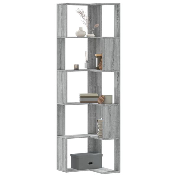 vidaXL Libreria Angolare 5Ripiani Grigio Sonoma 50x50x179 cm Legno