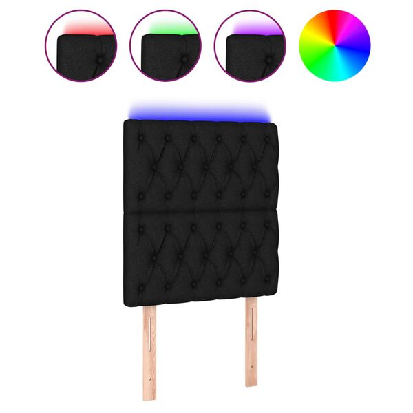 vidaXL Testiera a LED nero 80x7x118/128cm in Tessuto