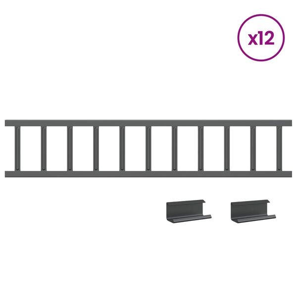 vidaXL Guardia per neve sul tetto Antracite 1200 x 2,5 x 20 cm Acciaio