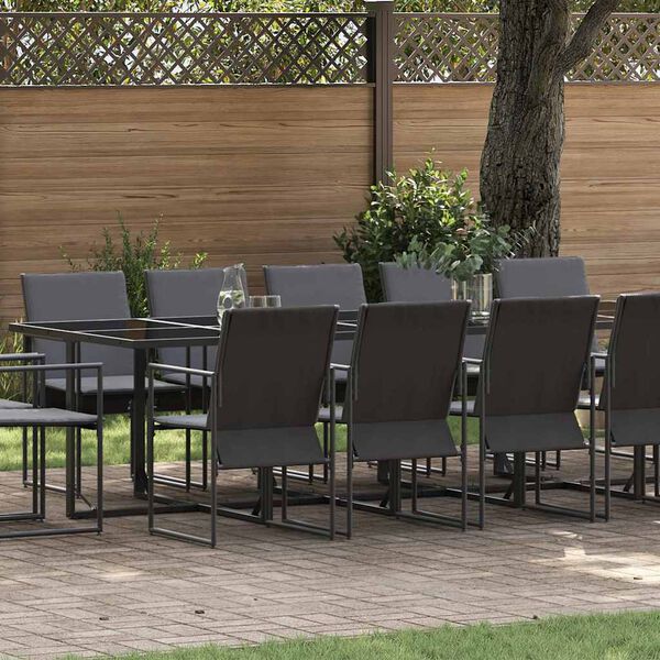vidaXL Set da Pranzo per Giardino 15 pcs Nero Acciaio