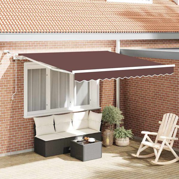 vidaXL Tenda da Sole Retrattile Automatica con LED Marrone 300x250 cm