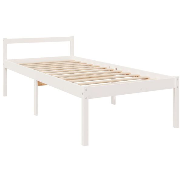 vidaXL Letto per Anziani Bianco 90x200 cm in Legno Massello di Pino