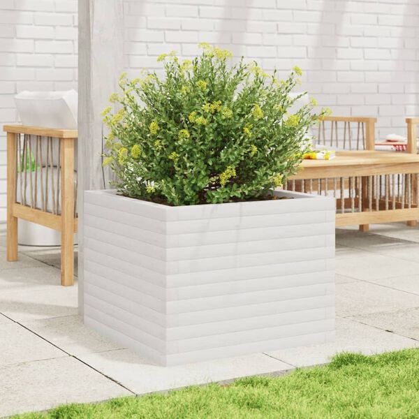vidaXL Fioriera da Giardino Bianca 60x60x45,5cm Legno Massello di Pino