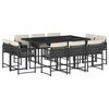 vidaXL Set da Pranzo da Giardino 11 pz con Cuscini in Polyrattan Nero