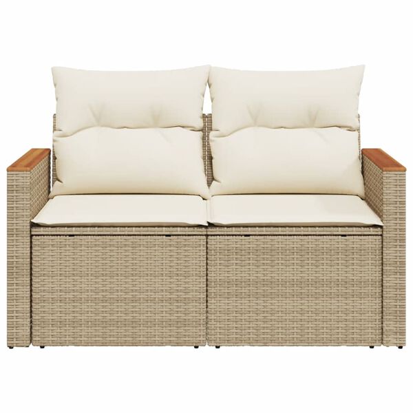 vidaXL Divano da Giardino con Cuscini a 2 Posti Beige in Polyrattan
