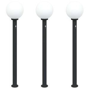 vidaXL Lampioni a paletto con sensore 3 pz 120 cm neri IP44