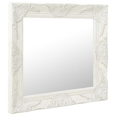 vidaXL Specchio da Parete Stile Barocco 50x50 cm Bianco