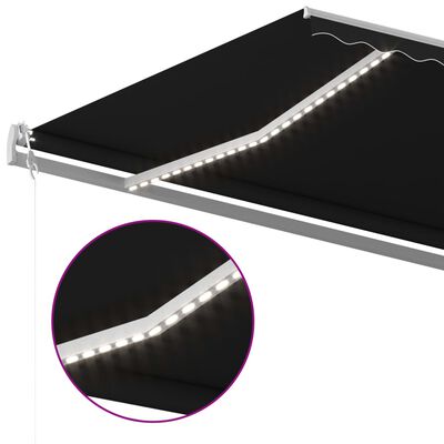 vidaXL Tenda da Sole Retrattile Manuale con LED 5x3,5 m Antracite