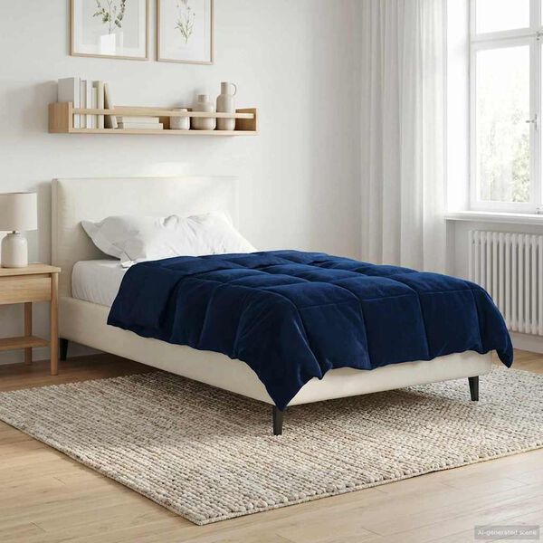 vidaXL Piumone Completo Annuale Blu Scuro 155 x 220 cm Microfibra