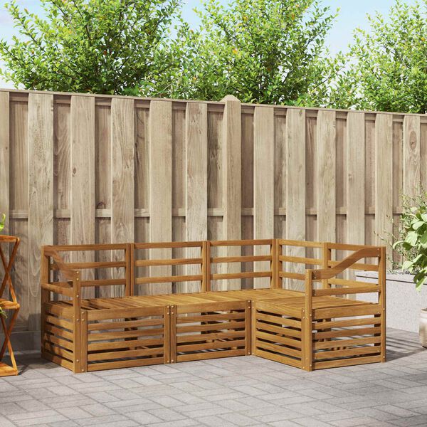 vidaXL Set divani 4 pcs Naturale Legno di Acacia Massello