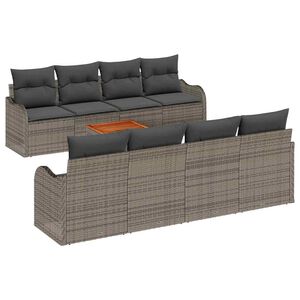 vidaXL Set Divano da Giardino con cuscino 9 pcs Grigio polyrattan