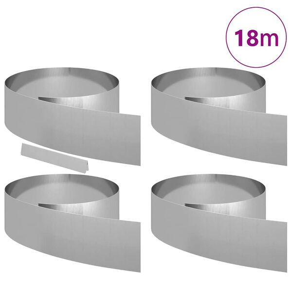 vidaXL Bordura per Prato 4 pcs Argento 450 x 0.05 x 15 cm