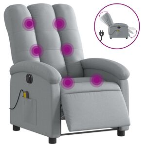 vidaXL Poltrona Reclinabile Massaggio Elettrica Grigio Chiaro Tessuto