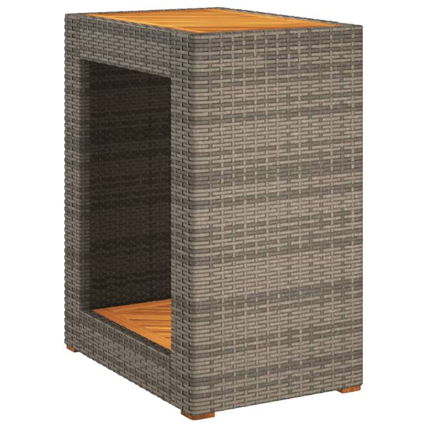 vidaXL Tavolino da Giardino Piano Legno Grigio 60x40x75 cm Polyrattan