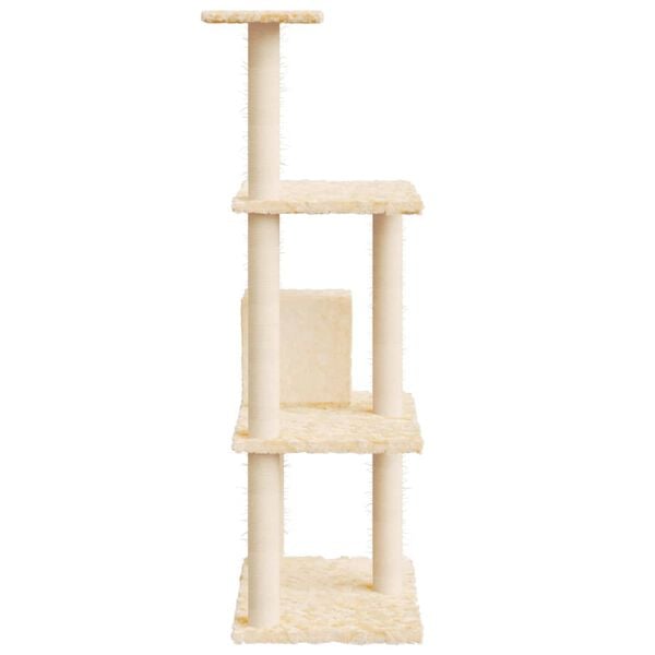 vidaXL Albero per Gatti con Tiragraffi in Sisal Crema 119 cm