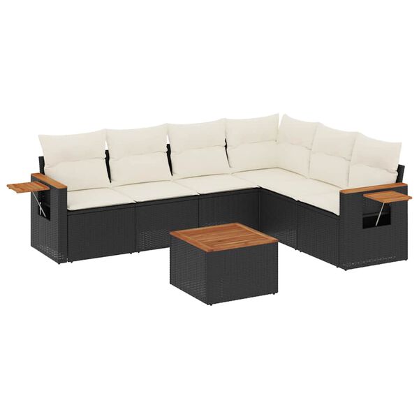 vidaXL Set Divani da Giardino con Cuscini 7pz Nero Polyrattan