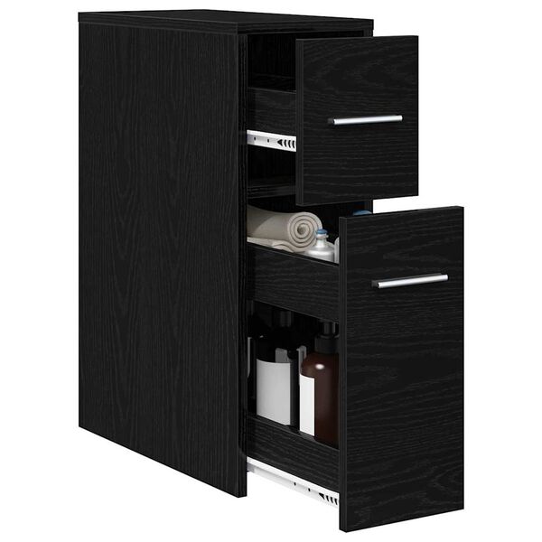 vidaXL Set di mobili per il bagno Rovere Nero 22 x 44 x 61.5 cm
