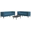 vidaXL Set Divani Chesterfield 2pz con Cuscini Blu Velluto