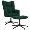vidaXL Poltrona Relax con Poggiapiedi Verde Scuro in Velluto
