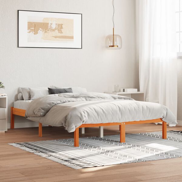 vidaXL Letto senza Materasso Marrone Cera 140x190 cm in Legno di Pino