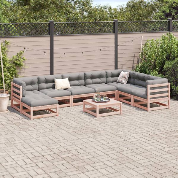 vidaXL Set Divani Giardino 9 pz Cuscini Legno Massello Abete Douglas