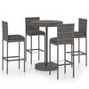 vidaXL Set da Bar da Giardino 5 pz con Cuscini in Polyrattan Grigio