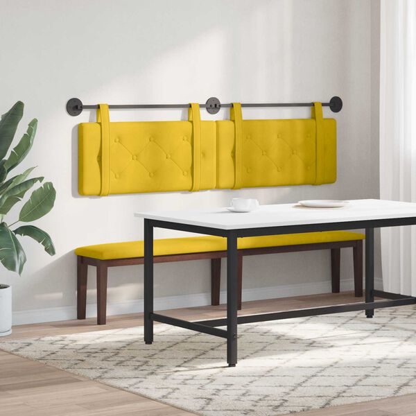 vidaXL Testata appesa Giallo 190 x 55 x 5 cm Velluto