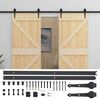 vidaXL Porta scorrevole 2 pcs Naturale e Nero Legno Massello di Pino