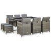 vidaXL Set da Pranzo da Giardino 11 pz con Cuscini Polyrattan Grigio