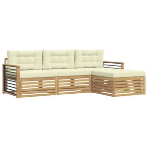 vidaXL Set di divani da esterno 4 pz Bianco e Crema Poliestere