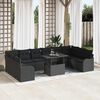 vidaXL Set Divano da Giardino con cuscino 11 pcs Nero Poly Rattan
