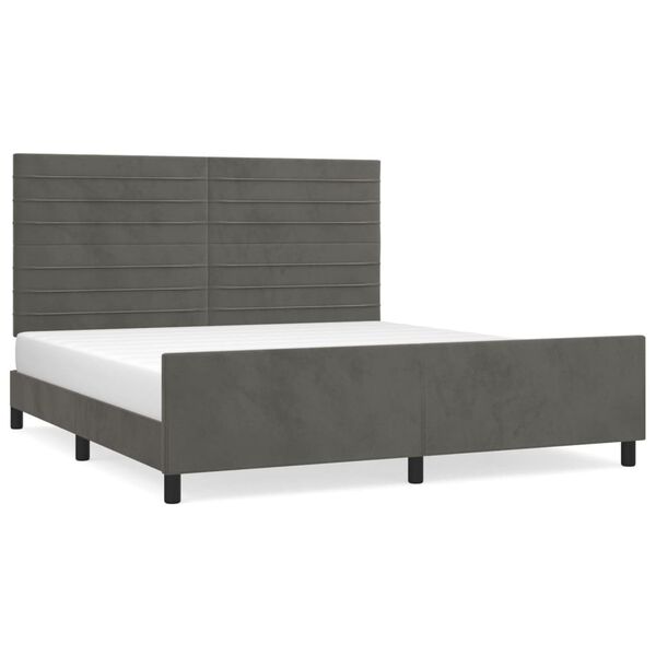 vidaXL Giroletto senza Materasso Grigio Scuro 160x200 cm Velluto