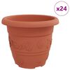 vidaXL Vaso Rotondo per Fiori 24 pcs Rosso Mattone &Oslash; 26 x 21.5 cm