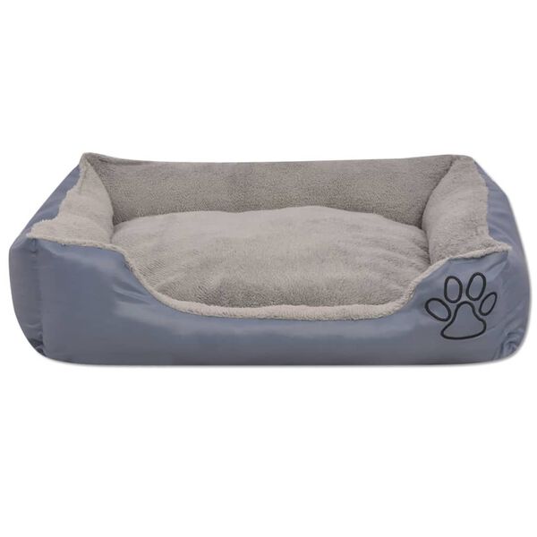 vidaXL Cuccia per Cani con Cuscino Imbottito Taglia L Grigio