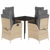 vidaXL Set da Pranzo da Giardino 5 pz con Cuscini Beige in Polyrattan