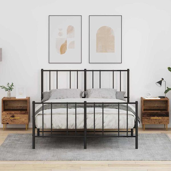 vidaXL Comodino con cassetto 2 pcs Legno vecchio 40 x 35 x 47,5 cm