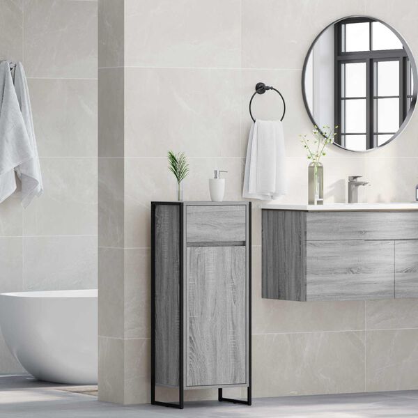 vidaXL Mobile da Bagno con cassetto Grigio Sonoma 40 x 30 x 100 cm