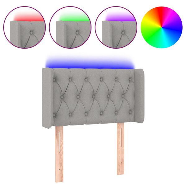 vidaXL Testiera Grigio Chiaro a LED 83x16x78/88 cm in Tessuto